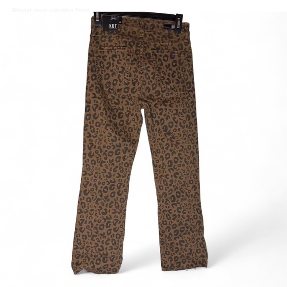 KUT From The Kloth Kelsey High Rise Ankle Flare Leopard Jeans – Size 00 – NWT - Picture 2 of 5